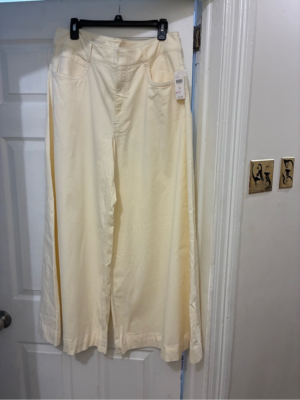 Anthropologie Extreme Wide-Leg Pants in Pale Yellow-Cream